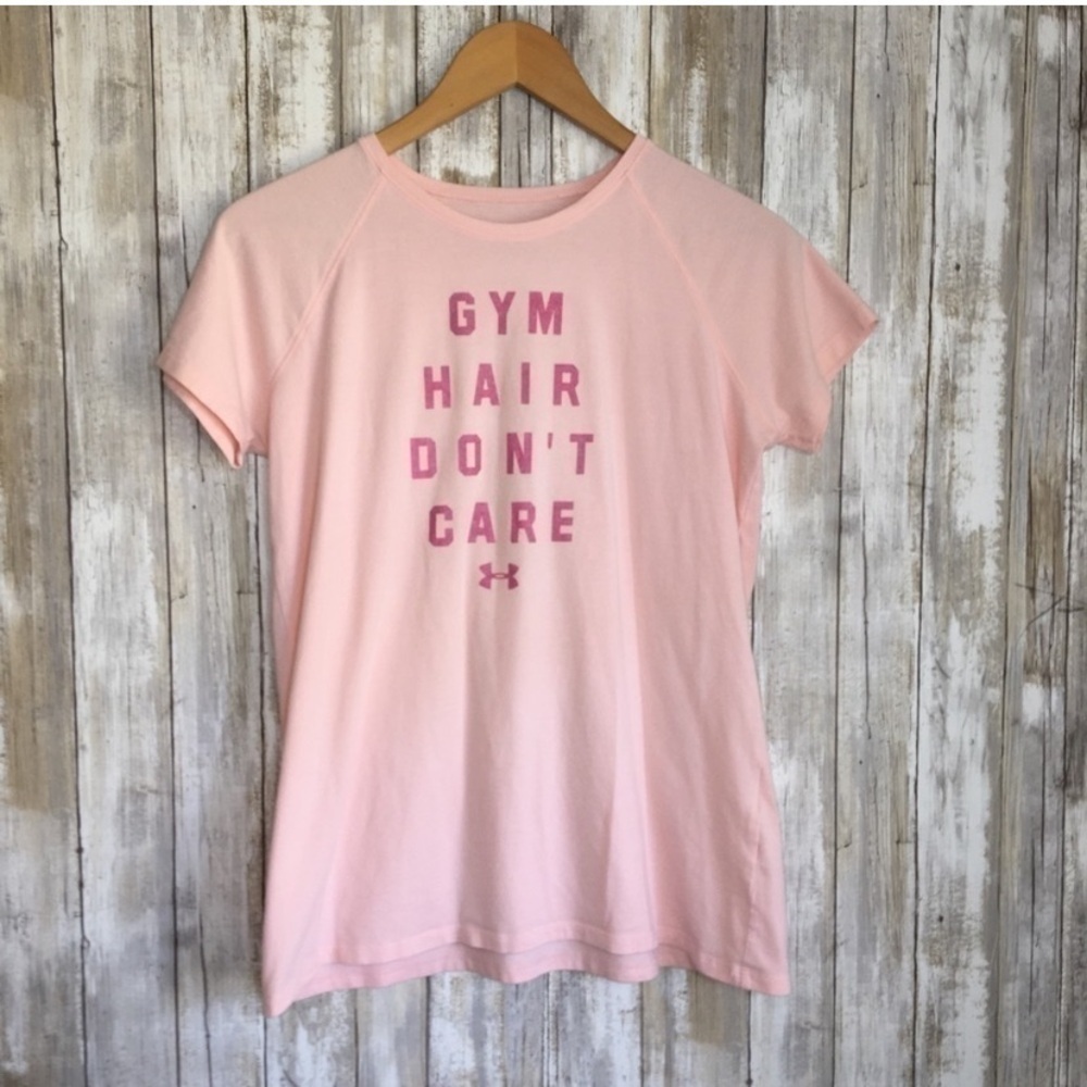 Under Armor Kids Pink Gym Hair Tee - Picture 1 of 4